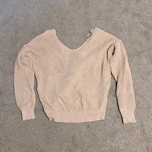 Cream and gold sparkle twisted back sweater